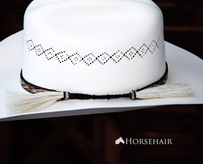 画像2: ホースヘアー タペストリー ウエスタン ハット バンド（ナチュラル・ターコイズ・レッド）/Genuine Horse Hair Tapestry Hat Band