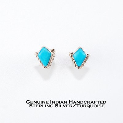 画像1: ターコイズ ピアス アメリカ ナバホ インディアン ハンドメイド製/Navajo Sterling Silver Turquoise Earrings