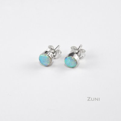 画像1: ズニ オパール&スターリングシルバー ピアス/Zuni Handmade Sterling Silver Opal Earrings