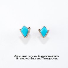 画像1: ターコイズ ピアス アメリカ ナバホ インディアン ハンドメイド製/Navajo Sterling Silver Turquoise Earrings (1)