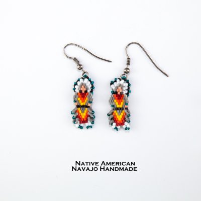 画像1: ナバホ族 ビーズワーク ピアス インディアン/Native American Navajo Beaded Earrings Indian