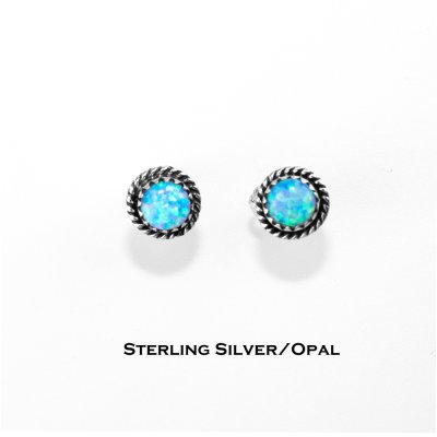 画像1: オパール&スターリングシルバー ナバホ ピアス/Native American Navajo Sterling Silver Opal Earrings