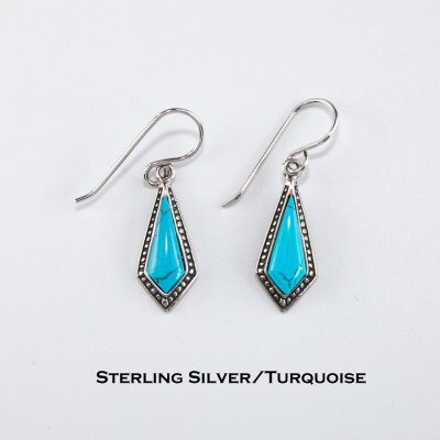 画像1: アメリカン ジュエリー ターコイズ スターリングシルバー ピアス/Sterling Silver Turquoise Earrings