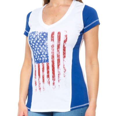 画像1: パンハンドルスリム アメリカ国旗 レディース ウエスタン Tシャツ（半袖）/Panhandle Women's Western T-shirt(Stars and Stripes)