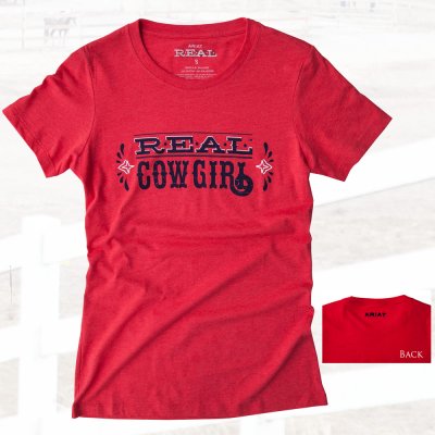 画像1: アリアット レディース 半袖Tシャツ リアルカウガール（レッド）/Ariat Women's Western T-shirt(Red)