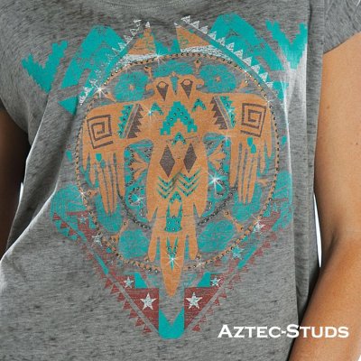 画像2: パンハンドルスリム アズテック スパークリングスタッズ レディース ウエスタン Tシャツ（半袖）/Panhandle Slim Rock & Roll Cowgirl Women's Western T-shirt(Aztec)