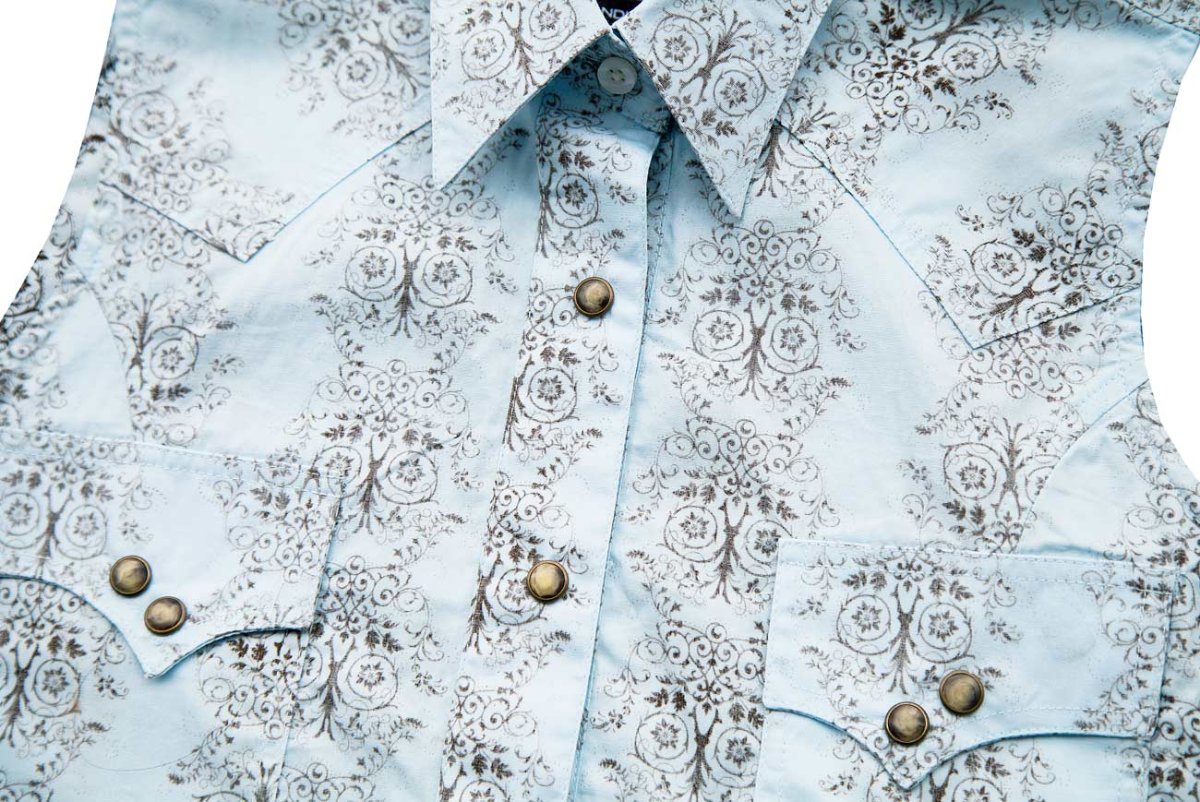 画像2: パンハンドルスリム  ウエスタンシャツ ノースリーブ ブルー・ブラウン M(身幅49cm)/Panhandle Slim Brooks&Dunn Western Shirt(Sleeveless/Women's) (2)