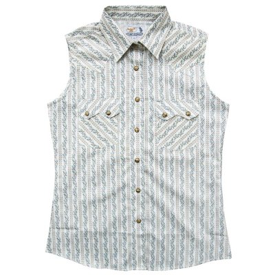 画像1: パンハンドルスリム ウエスタン シャツ フラワー ストライプ ノースリーブ S/Panhandle Slim Western Shirt(Sleeveless/Women's)