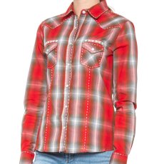 画像1: パンハンドルスリム 刺繍 スタッズ ウエスタンシャツ レッド S（レディース・長袖）/Panhandle Western Shirt Red(Women's) (1)