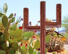 画像2: サウスウエスト サグアロ カクタス サボテン ガーデン ラージ メタルアート オブジェ（ラスト）/ Southwest Rusted Metal Saguaro Cactus Yard Art (2)