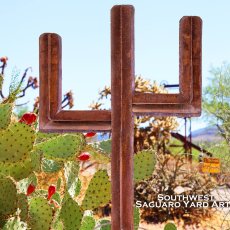 画像1: サウスウエスト サグアロ カクタス サボテン ガーデン ラージ メタルアート オブジェ（ラスト）/ Southwest Rusted Metal Saguaro Cactus Yard Art (1)