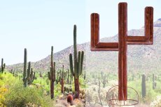 画像4: サウスウエスト サグアロ カクタス サボテン ガーデン ラージ メタルアート オブジェ（ラスト）/ Southwest Rusted Metal Saguaro Cactus Yard Art (4)
