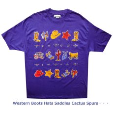 画像1: ラインストーン スタッズ ウエスタン Tシャツ/Western T-shirt(Women's)  (1)