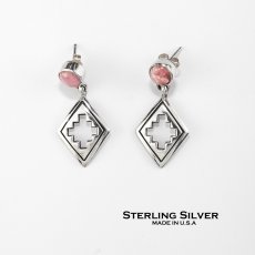 画像1: アメリカンジュエリー サウスウエスト スターリングシルバー ピアス  ローズピンク /Sterling Silver Earrings (1)