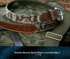 画像2: ローパー スネークプリント バスケット ウエスタン レザーベルト（ブラウン）/Roper Snake Print Western Leather Belt (Brown) (2)