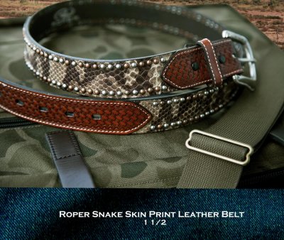 画像2: ローパー スネークプリント バスケット ウエスタン レザーベルト（ブラウン）/Roper Snake Print Western Leather Belt (Brown)