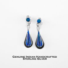 画像1: ズニ ハンドクラフト ティアドロップ インレイ スタッド スターリングシルバー ピアス/Zuni Handcrafted Sterling Silver Inlay Stud Earrings (1)