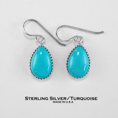 画像1: アメリカン ジュエリー ターコイズ スターリングシルバー ピアス/Sterling Silver Turquoise Earrings (1)