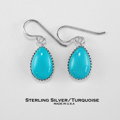 画像1: アメリカン ジュエリー ターコイズ スターリングシルバー ピアス/Sterling Silver Turquoise Earrings