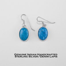 画像1: ズニ インディアン ハンドメイド 925シルバー デニム ラピス ピアス/Native American Zuni Sterling Silver Denim Lapis Earrings (1)