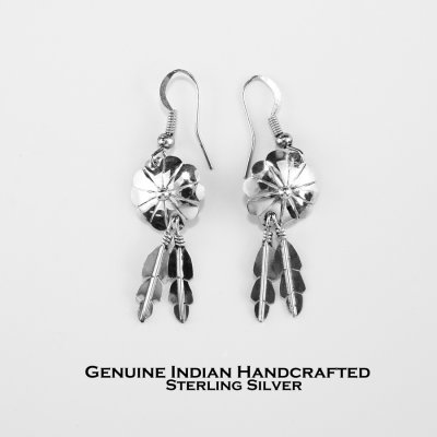 画像1: ネイティブアメリカン ナバホ族 フェザー ピアス/Native American Navajo Sterling Silver Feather Earrings