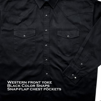 画像2: パンハンドルスリム ウエスタンシャツ ブラック無地（長袖）大きいサイズ L（身幅約61cm）XL（身幅約65cm）/Panhandle Slim Long Sleeve Sold Snap Western Work Shirt(Black)