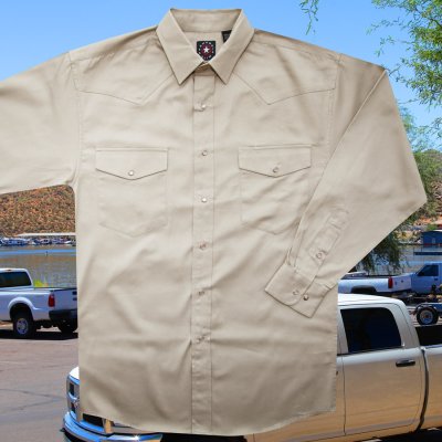 画像1: パンハンドルスリム ウエスタンシャツ トープ無地（長袖）/Panhandle Slim Long Sleeve Sold Snap Western Work Shirt(Taupe)
