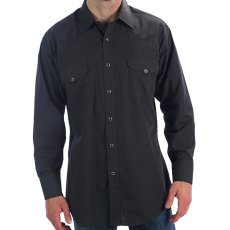 画像1: パンハンドルスリム ウエスタンシャツ ブラック無地（長袖）大きいサイズ L（身幅約61cm）XL（身幅約65cm）/Panhandle Slim Long Sleeve Sold Snap Western Work Shirt(Black) (1)