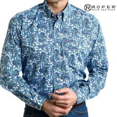 画像1: ローパー ウエスタンシャツ（ブルー・ホワイト/長袖）/Roper Long Sleeve Western Shirt(Bule/White) (1)
