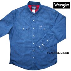 画像1: ラングラー フランネルラインド ウエスタン シャツ ジャケット（ デニム ）大きいサイズ L（身幅約65cm）/Wrangler Flannel Lined Work Western Shirt(Denim) (1)