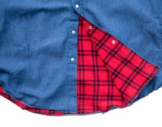 画像3: ラングラー フランネルラインド ウエスタン シャツ ジャケット（ デニム ）大きいサイズ L（身幅約65cm）/Wrangler Flannel Lined Work Western Shirt(Denim) (3)