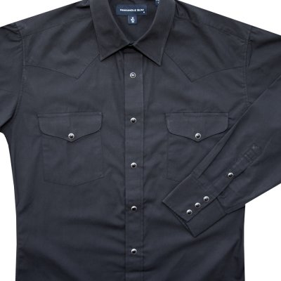 画像2: パンハンドルスリム ウエスタンシャツ ブラック無地（長袖）身幅約56cm/Panhandle Slim Long Sleeve Western Shirt
