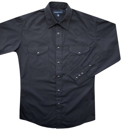 画像1: パンハンドルスリム ウエスタンシャツ ブラック無地（長袖）身幅約56cm/Panhandle Slim Long Sleeve Western Shirt