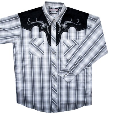 画像1: パンハンドルスリム  刺繍 ウエスタンシャツ シルバー・ブラック（長袖）大きいサイズ XL（身幅約68cm）/Brooks&Dunn by Panhandle Slim Long Sleeve Western Shirt(Silver/Black)
