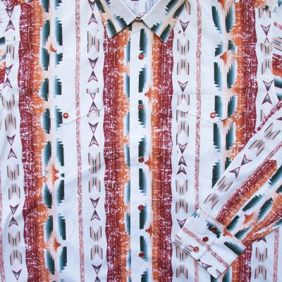 画像2: パンハンドルスリム アズテック ウエスタンシャツ ホワイト・アリゾナレッドブラウン（長袖）/Panhandle Slim  Long Sleeve Aztec Western Shirt(White/ Brown)