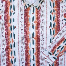 画像2: パンハンドルスリム アズテック ウエスタンシャツ ホワイト・アリゾナレッドブラウン（長袖）/Panhandle Slim  Long Sleeve Aztec Western Shirt(White/ Brown) (2)
