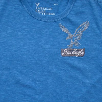 画像2: アメリカン イーグル アウトフィッターズ 半袖 刺繍 Tシャツ (ブルー・アメリカンイーグル）XS/American Eagle Outfitters T-shirt(Blue)