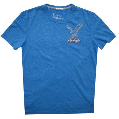 画像1: アメリカン イーグル アウトフィッターズ 半袖 刺繍 Tシャツ (ブルー・アメリカンイーグル）XS/American Eagle Outfitters T-shirt(Blue)