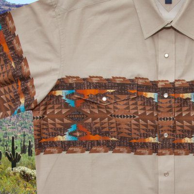 画像2: パンハンドルスリム アズテック ボーダー ウエスタンシャツ ブラウン（長袖）L（身幅約63cm）/Panhandle Slim Aztec Border Shirt