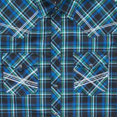 画像3: ラングラー 20X 半袖 刺繍 ウエスタンシャツ ブルー・グリーンS/Wrangler 20X Short Sleeve  Western Shirt (3)