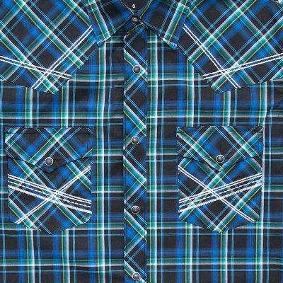 画像2: ラングラー 20X 半袖 刺繍 ウエスタンシャツ ブルー・グリーンS/Wrangler 20X Short Sleeve  Western Shirt