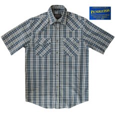 画像3: ペンドルトン 半袖 ウエスタン シャツ ブルー・クリーム/Pendleton Shortsleeve Western Shirt (3)