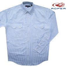 画像1: ローパー  ストライプ ウエスタン シャツ（ブルー/長袖）S/Roper Long Sleeve Stripe Western Shirt(Blue) (1)
