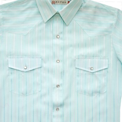 画像2: ローパー クラシック ストライプ ウエスタン シャツ（アクア/半袖）S/Roper Short Sleeve Western Shirt(Aqua)