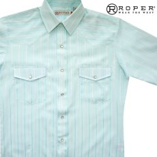 画像1: ローパー クラシック ストライプ ウエスタン シャツ（アクア/半袖）S/Roper Short Sleeve Western Shirt(Aqua) (1)