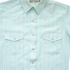 画像3: ローパー クラシック ストライプ ウエスタン シャツ（アクア/半袖）S/Roper Short Sleeve Western Shirt(Aqua) (3)