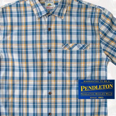 画像2: ペンドルトン 半袖 シャツ（ネイビー・イエロー）S/Pendleton Short Sleeve Surf Shirt