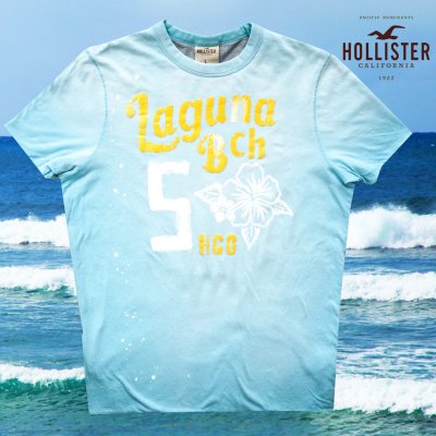 画像1: ホリスター リバーシブル 半袖 Tシャツ 南カリフォルニア ラグナビーチ・エピック サーフ（アクアブルー&グレー）L/Hollister Reversible Short Sleeve T-Shirt Laguna Beach Epic SURF(Aqua/Gray)