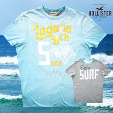 画像1: ホリスター リバーシブル 半袖 Tシャツ 南カリフォルニア ラグナビーチ・エピック サーフ（アクアブルー&グレー）L/Hollister Reversible Short Sleeve T-Shirt Laguna Beach Epic SURF(Aqua/Gray) (1)
