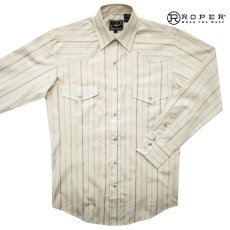 画像1: ローパー ストライプ ウエスタン シャツ（アイボリー/長袖）S/Roper Long Sleeve Western Shirt (1)